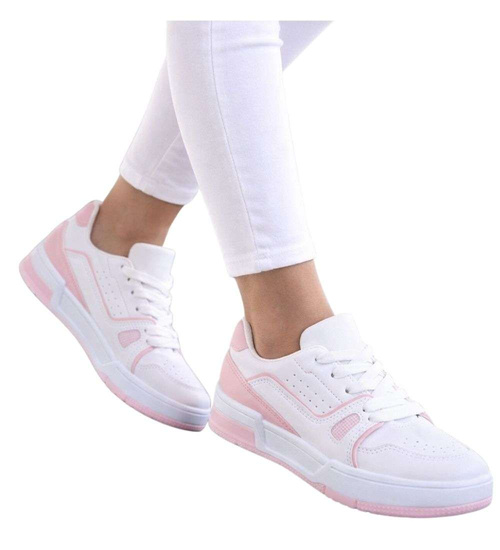 Biało różowe damskie buty sportowe /C7-2 14005 S372/