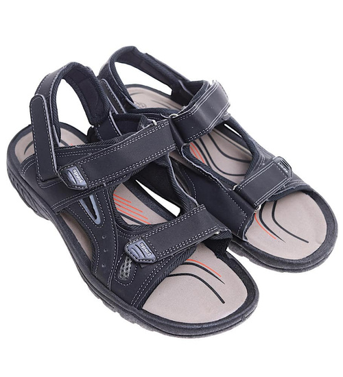 Czarne męskie sandały na rzepy /C5-1 16133 S233/