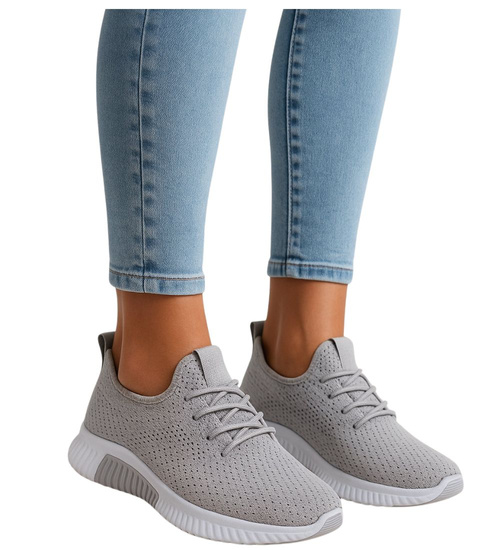 Wsuwane ażurowe szare buty sportowe /A9-2 17988 T281/