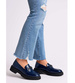Granatowe półbuty loafersy na platformie /G1-3 15445 T284/
