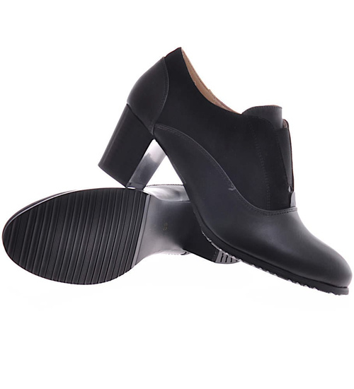 Wsuwane czarne botki na słupku /A4-3 12320 T292/