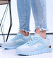 Sznurowane niebieskie buty sportowe damskie /D7-2 15698 T287/