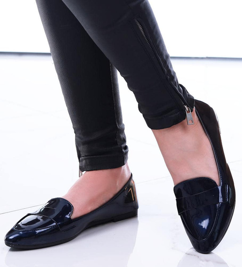 Granatowe baleriny damskie lakierowane /G4-2 13419 T191/