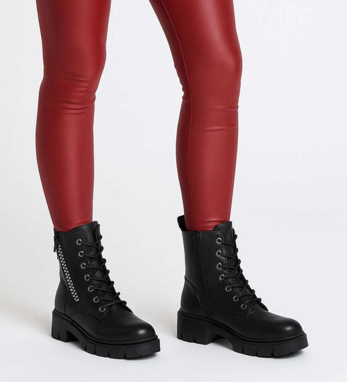 Botki trapery sznurowane z cyrkoniami /B4-3 18178 T434/