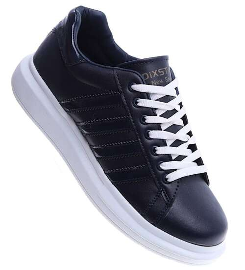 Sznurowane granatowe trampki męskie /A9-1 14930 T491/ Sznurowane granatowe trampki męskie /A9-1 14930 T491/