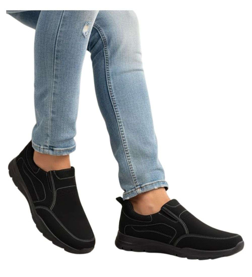 Wsuwane czarne męskie buty sportowe /C2-3 17433  T484/