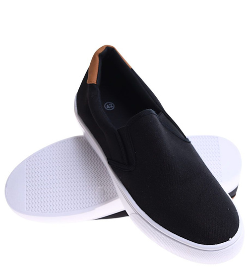 Czarno brązowe męskie trampki slip on /G5-3 17163 T284/