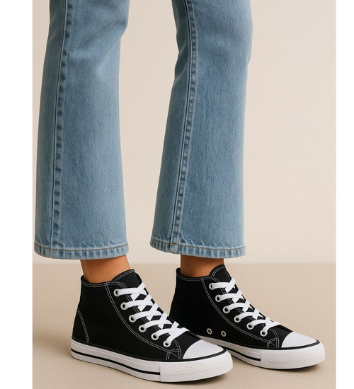 Klasyczne czarne trampki z wysoką cholewką /F6-1 13272 S172 +h2/