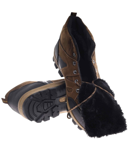 Ocieplane brązowe męskie buty trekkingowe /A10-1 18618 T499/