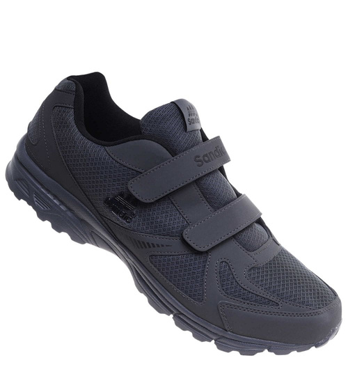 Szare męskie buty sportowe na rzepy Sandic Duże rozmiary /G5-1 18117 T678/