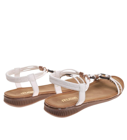 Białe letnie sandały damskie wsuwane /G7-2 17927 W234/