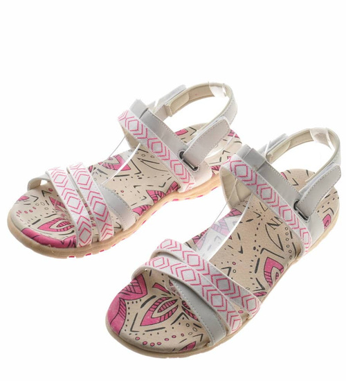 Komfortowe sandały w sportowym stylu Beżowo-Różowe /F3-2 8523 S293/