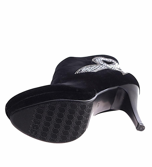 Czarne damskie botki na szpilce /A1-2 16620 T140/