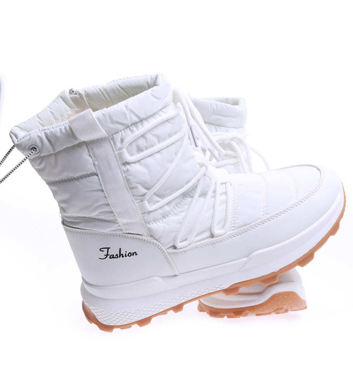 Grubo ocieplane białe śniegowce damskie /E10-1 15333 T565/