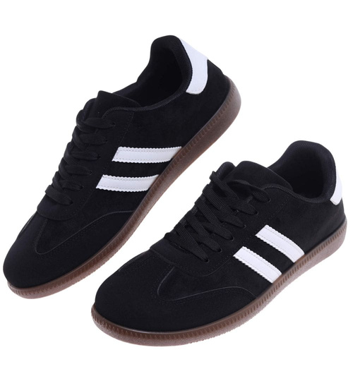 Czarne trampki halówki męskie z zamszu /D8-1 18157 T486/