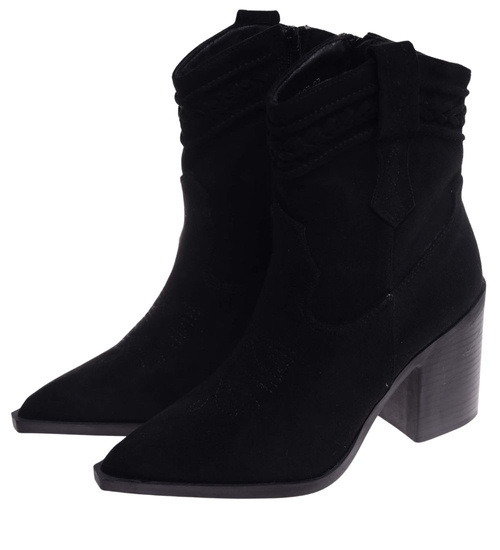 Czarne botki kowbojki na słupku /A3-2 18214 W427/