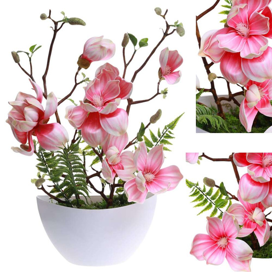 Różowa lilia w doniczce- sztuczne kwiaty Kompozycja 45 cm KOMP59 PN432