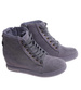 Szare sneakersy damskie na koturnie /D1-1 12768 T397/