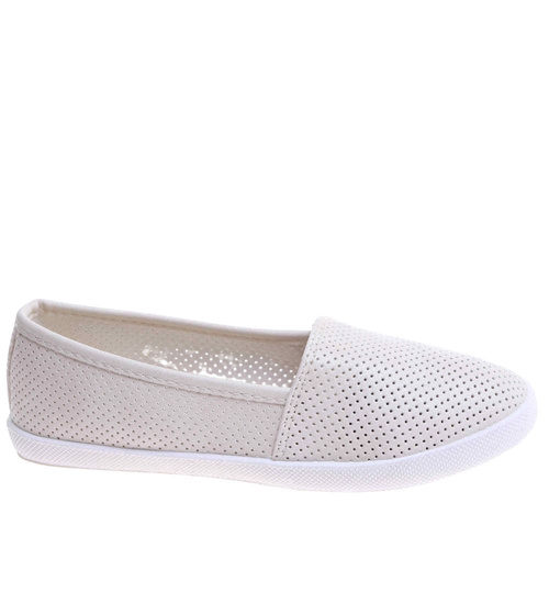 Beżowe ażurowe baleriny dziewczęce /E8-2 17631 121/