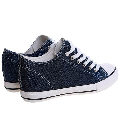 Granatowe trampki sneakersy na niskim koturnie /D6-3 13521 G099/