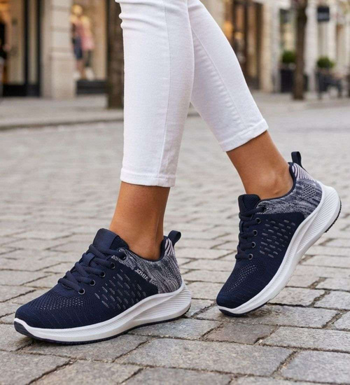 Sneakersy damskie granatowo różowe /C5-3 18698 T251/