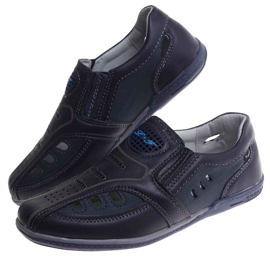 Ażurowe półbuty sandały chłopięce wsuwane Granatowe /B2-3 17851 T8-61 +h2/