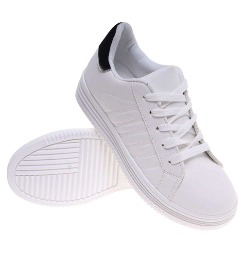 Białe buty trampki damskie na niskiej platformie /A6-2 18659 T2/
