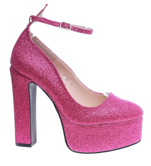 Wysokie fuksjowe czółenka na słupku i platformie /F2-2 13700 T343/