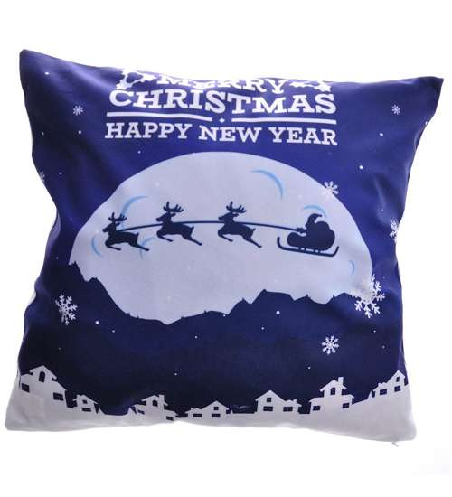 Granatowa świąteczna poszewka Renifery 40x40 /f9-1 12868/