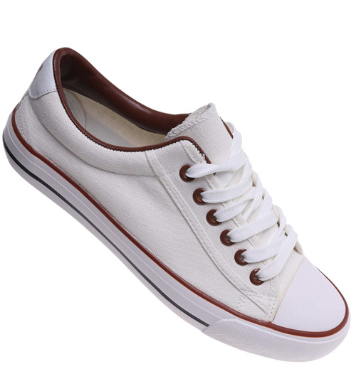 Klasyczne damskie trampki Białe /E2-3 14443 S143/