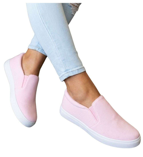 Wsuwane pastelowe trampki damskie slip on Różowe /G8-2 13607 T171/