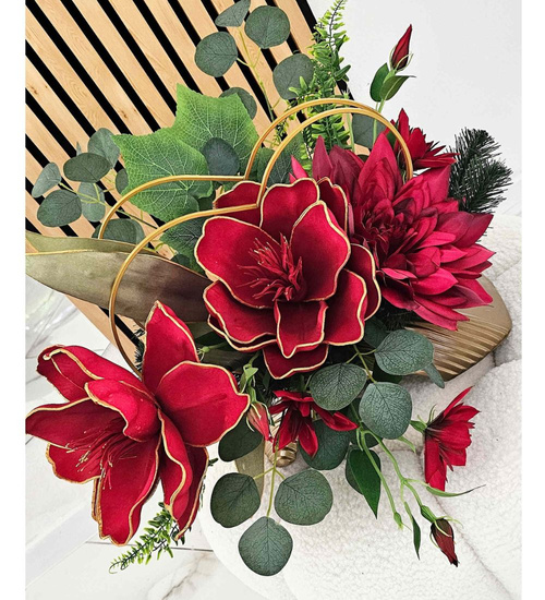 Duży stroik Czerwone kwiaty KOMP131 M700