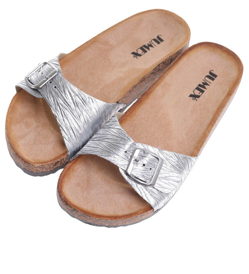 Srebrne profilowane klapki damskie /G8-2 17717 T182/