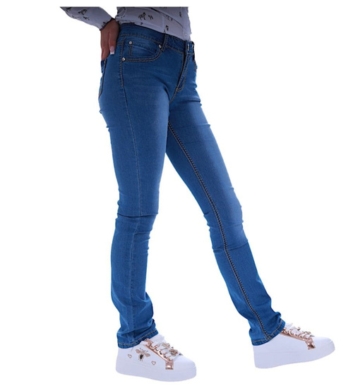 Granatowe spodnie damskie z jeansu /H2 UB853 G146/