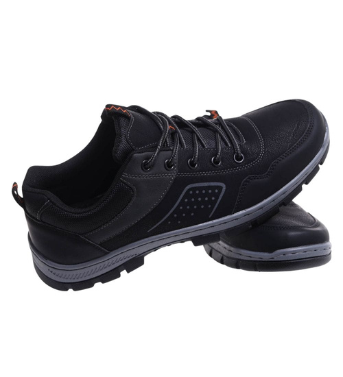 Szare sznurowane męskie buty trekkingowe /F9-1 18301 T484/