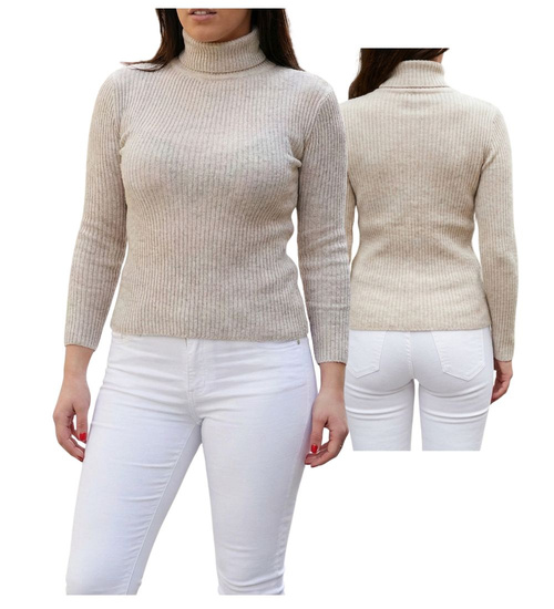 Beżowy golf damski /E3-1 UB308 T076/