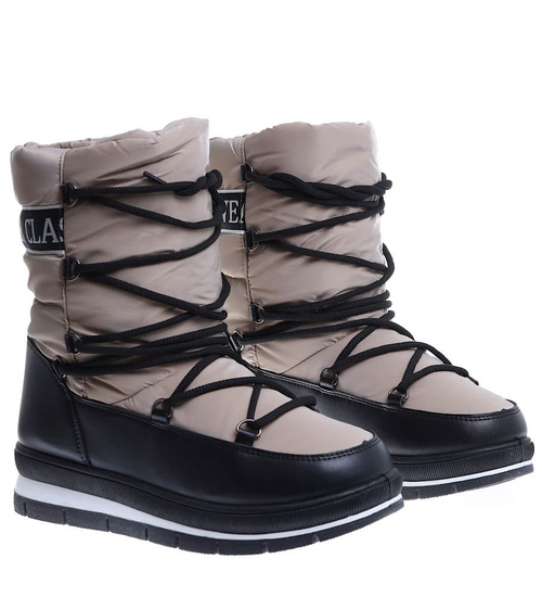 Zimowe kozaki śniegowce Khaki /G6-2 15401 T635/