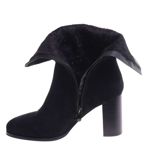Czarne eleganckie botki na obcasie /C5-1 18410 W482/