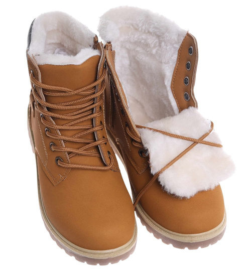 Ocieplane chłopięce camelowe buty zimowe /C2-2 18610 T364/