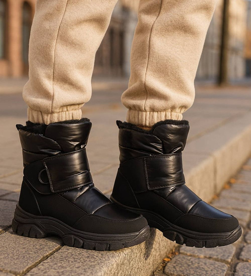 Zimowe buty śniegowce damskie Czarne /D9-3 18596 T386/