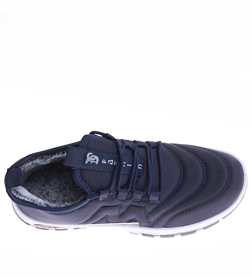 Granatowe ocieplane buty sportowe męskie /F7-3 17098 T386/