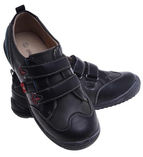 Chłopięce półbuty na rzepy Czarne /G7-2 18127 T282/