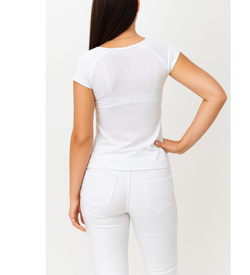 Biała koszulka bluzka damska z guziczkami /H2-K48 UB946 S0/