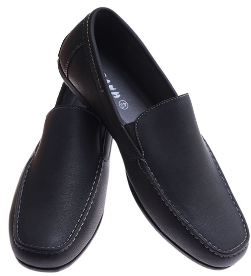 Męskie czarne półbuty mokasyny /G3-3 14217 S398/