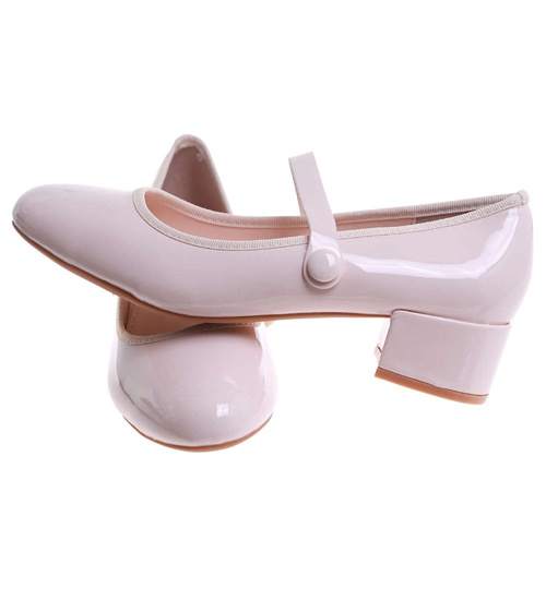 Beżowe czółenka z paskiem na niskim obcasie /C1-3 17732 W182/