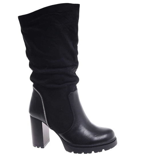 Wysokie zimowe botki na słupku /G7-1 18560 G484/