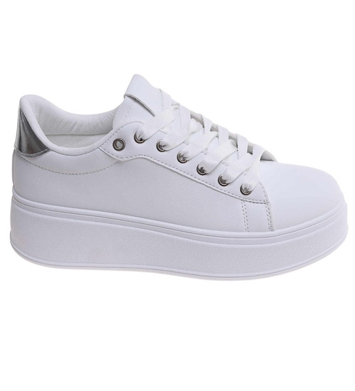 Białe damskie trampki na platformie /A10-2 18093 T288/