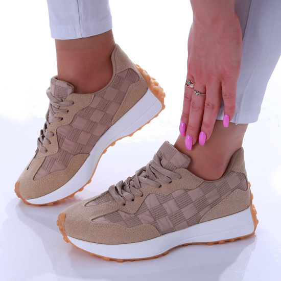 Wiązane damskie buty sportowe Khaki /D9-1 17340 T232/