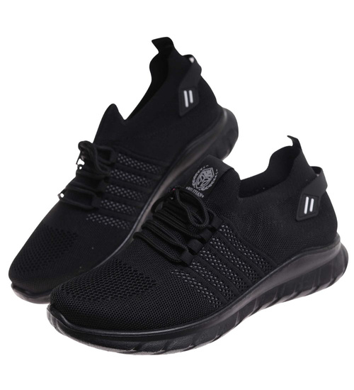 Wkładane czarne męskie buty sportowe Duże rozmiary /G7-1 17958 S374/