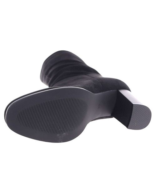 Czarne eleganckie botki na obcasie /C5-1 18410 W482/